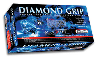 GLOVES LATEX PWD FREE X-LARGE DIAMOND GRIP - Click Image to Close